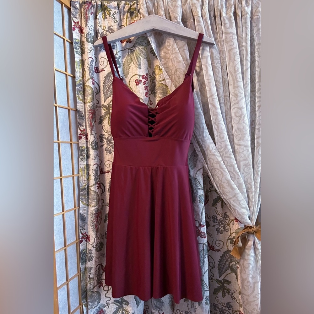Torrid Red Zinfandel Lattice Swimdress
